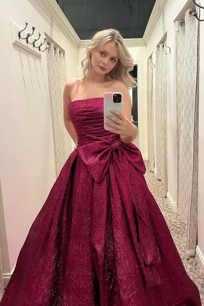 Strapless Royal Blue Ruched A-line Long Formal Gown