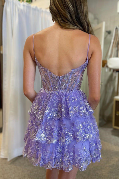 Luxury Lace Spaghetti Straps Homecoming Dress