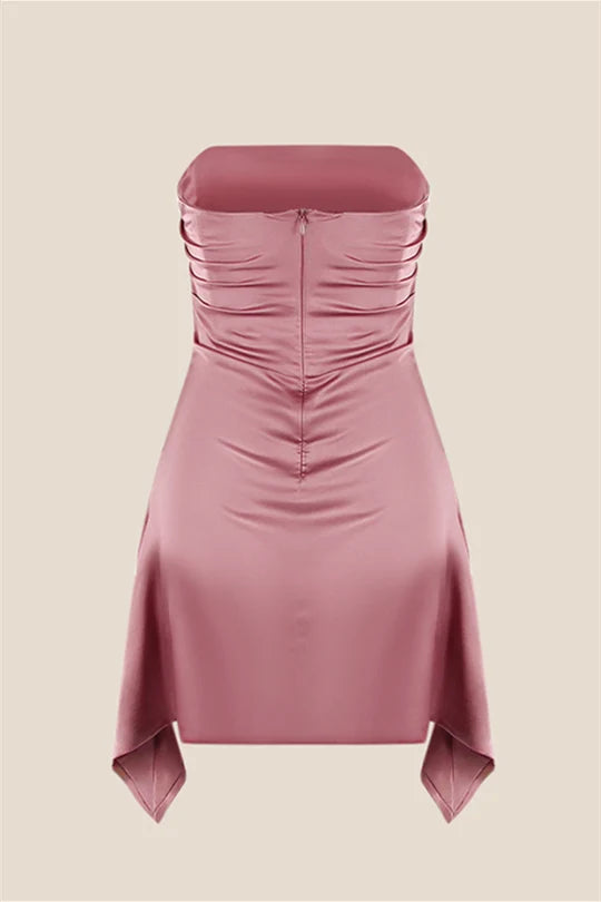 Cheap Strapless Homecoming Dresses Satin Mini School Event Dress