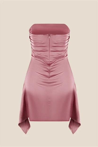 Cheap Strapless Homecoming Dresses Satin Mini School Event Dress