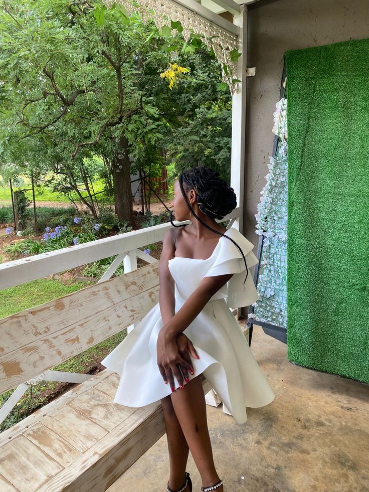 White One Shoulder A Line Homecoming Dress Short Party Dress