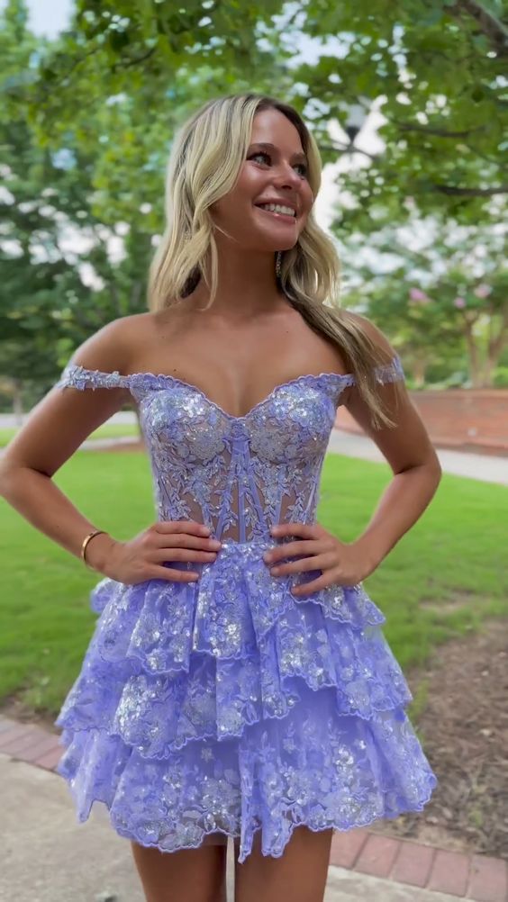 Gorgeous Off-Shoulder Strapless A-line Short Mini Homecoming Dress