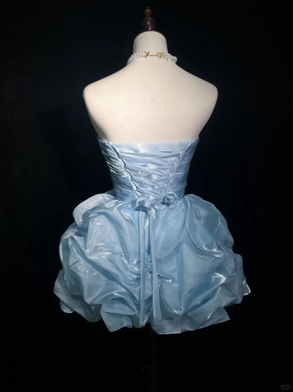 A Line Sky Blue Birthday Outfit Short Evening Dress Short Party Dress Vintage  Homecoming Dress