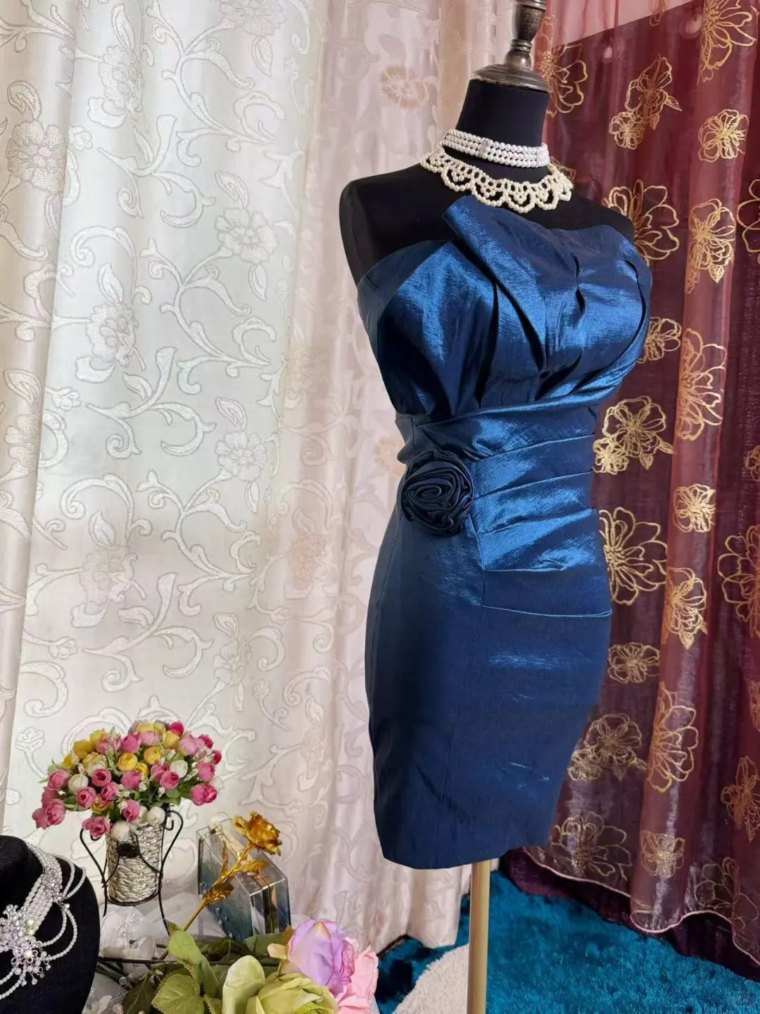 Royal Blue Birthday Outfit Short Evening Dress Short Party Dress Vintage Homecoming Dress
