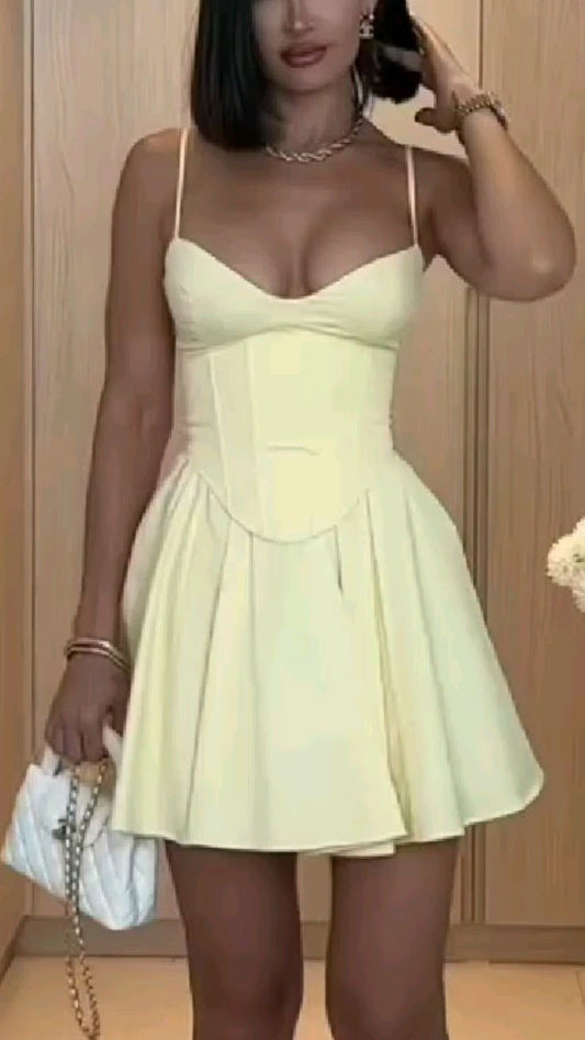 A Line Yellow Short Evening Dress Homecoming Dress Short Party Dress