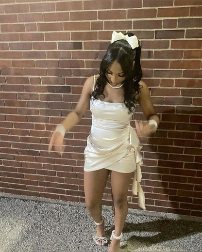 Spaghetti Straps Ivory Homecoming Dress Short Party Dress