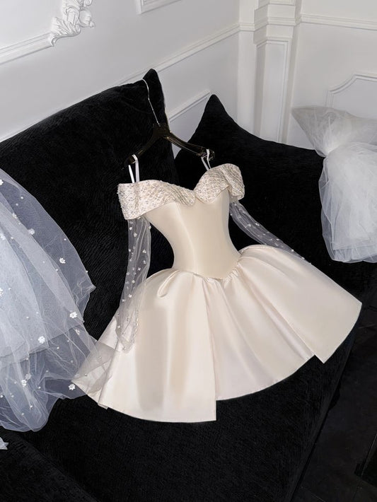 Off Shoulder Short Prom Dress Homecoming Dress Short Wedding Party Dress