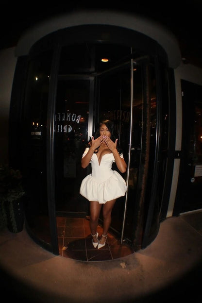 A Line White Off Shoulder Homecoming Dress Short Evening Dress Cocktail Dresses Short Party Dress