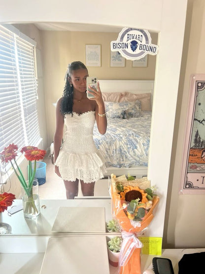 White Lace Birthday Dress Homecoming Dress Short Party Dress