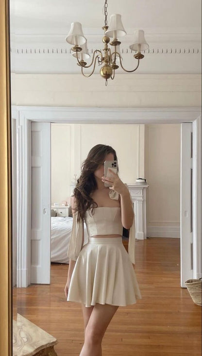A Line Homecoming Dress Two Piece Short Evening Dress Cocktail Dresses Short Party Dress