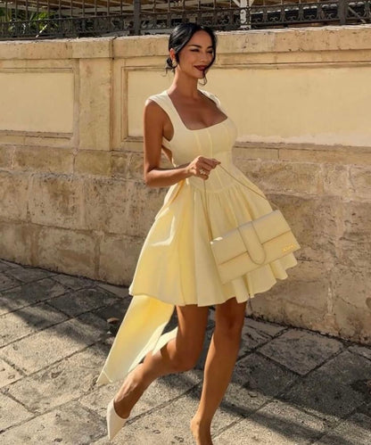 Sleeveless High-Waist Mini Dress Homecoming Dress Short Party Dress