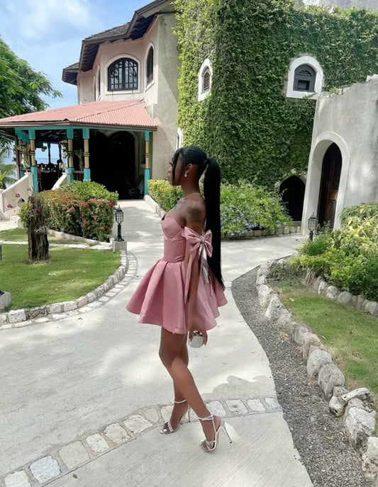 Pink Off Shoulder A Line Homecoming Dress Short Birthday Party Dress