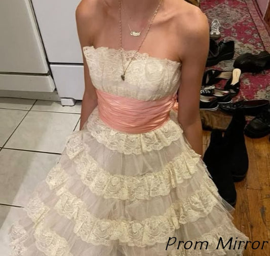 Sweet 16Th Ball Gown Strapless Lace Short Homecoming Dress Birthday Outfits