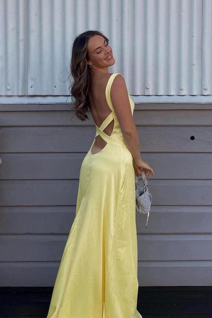 Green Cross Back Long Party Dress