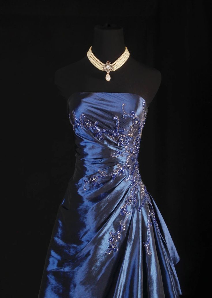 Pretty A Line Sleeveless Navy Blue Long Prom Dress Evening Dress