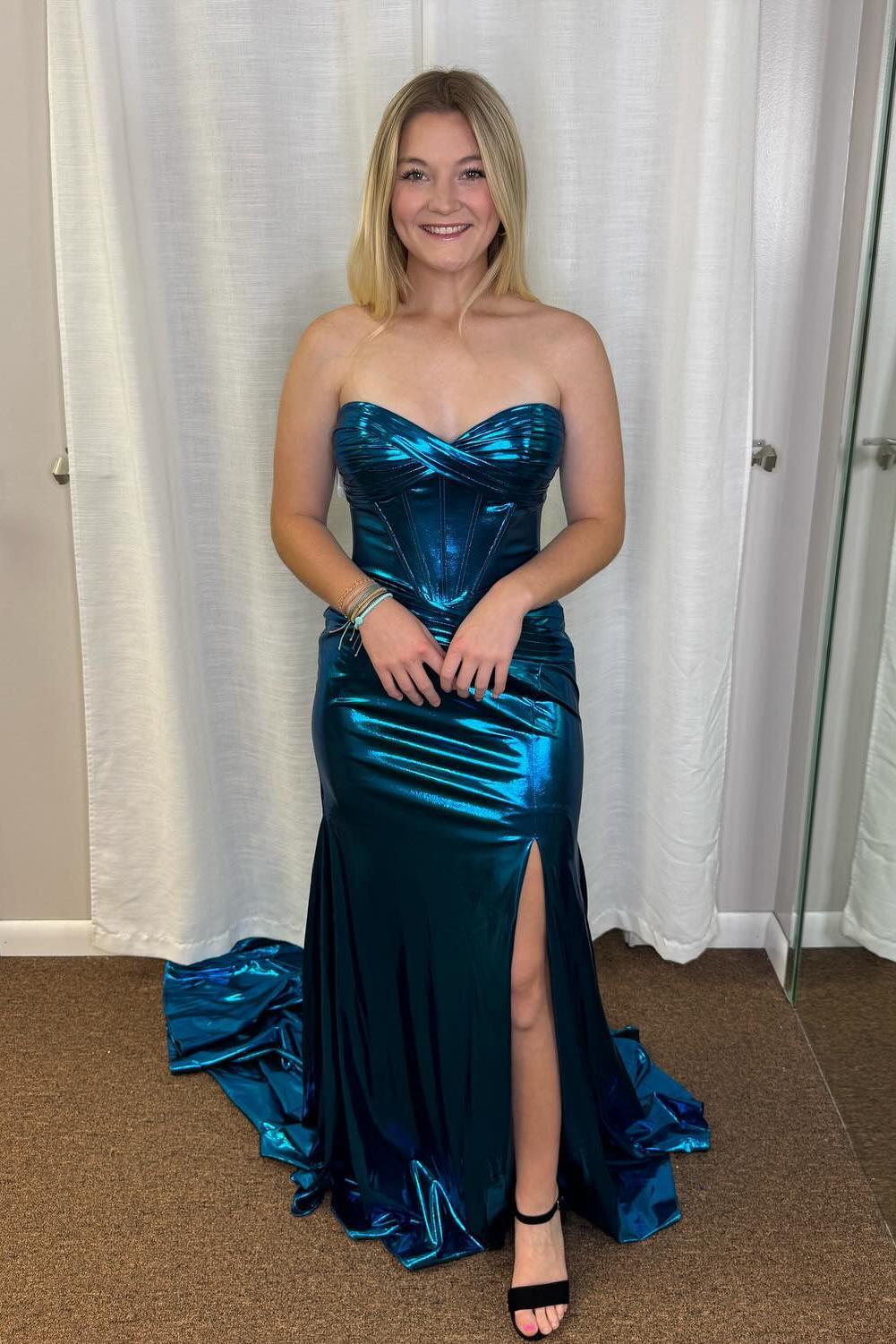 Sweetheart Black Metallic Mermaid Long Party Dress