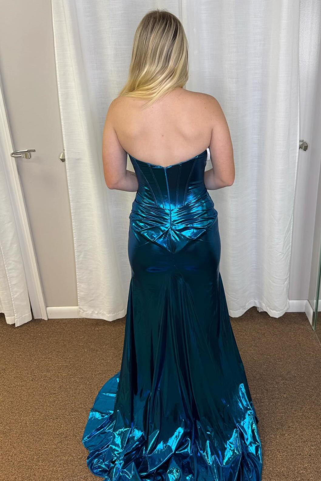 Sweetheart Black Metallic Mermaid Long Party Dress