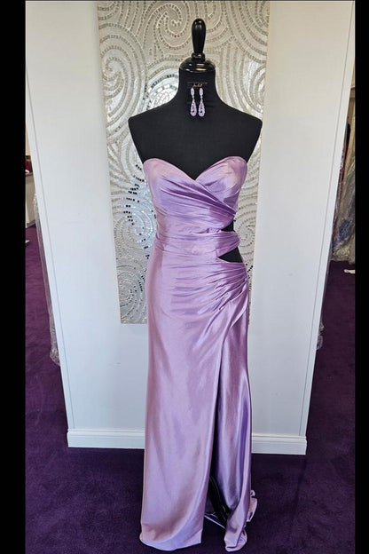 Lavender Sweetheart Ruched Cutouts Fitted Formal Dress
