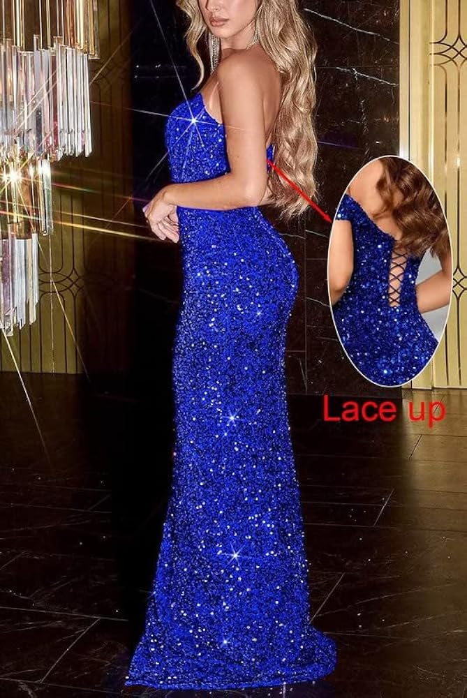 Royal Blue Sequined Prom Dresses Long Party Evening Gown – prommirror
