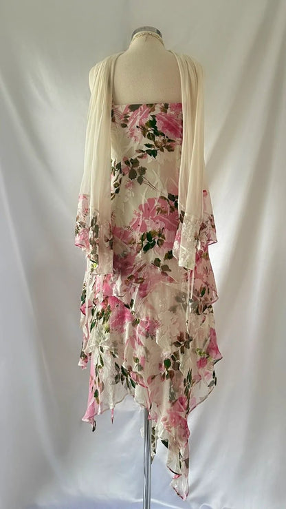 Sexy A line Spaghetti Straps Floral Pink Short Homecoming Dresses Cocktail Dress