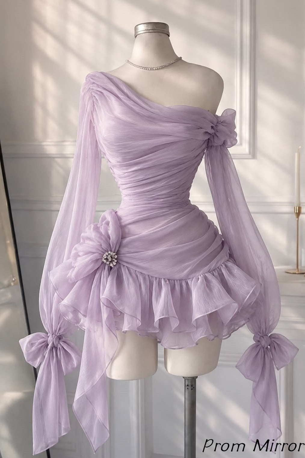 Chic Lilac Chiffon Homecoming Dresses Ruffle Short Party Dress