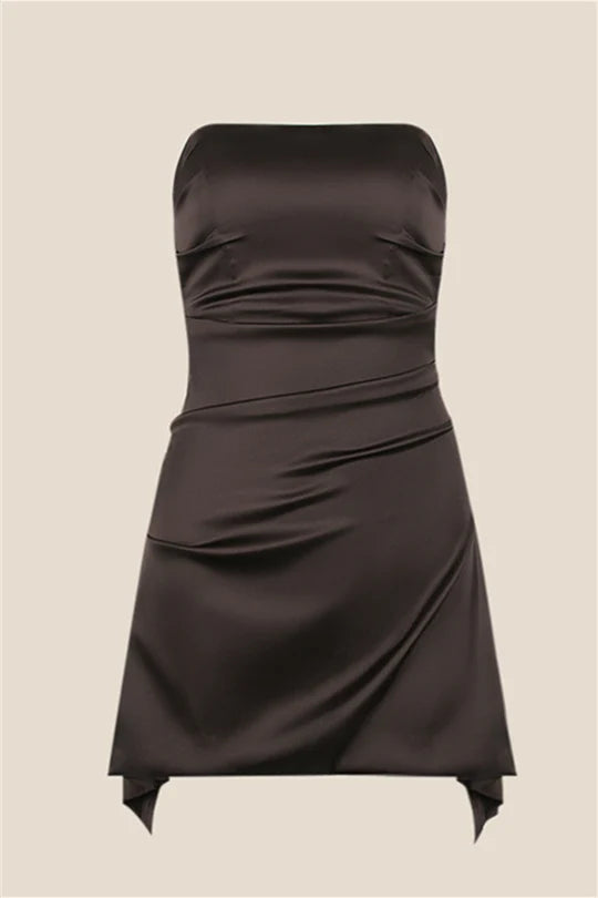 Cheap Strapless Homecoming Dresses Satin Mini School Event Dress
