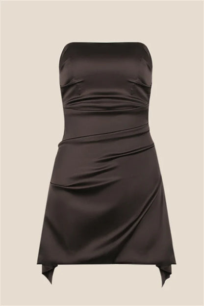 Cheap Strapless Homecoming Dresses Satin Mini School Event Dress
