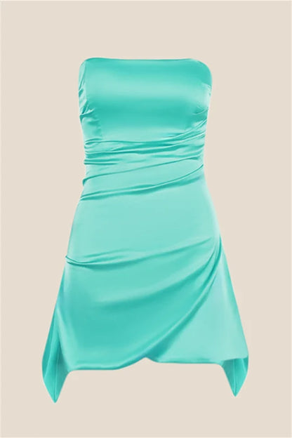 Cheap Strapless Homecoming Dresses Satin Mini School Event Dress