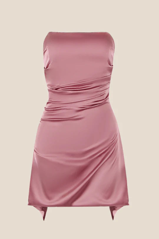 Cheap Strapless Homecoming Dresses Satin Mini School Event Dress