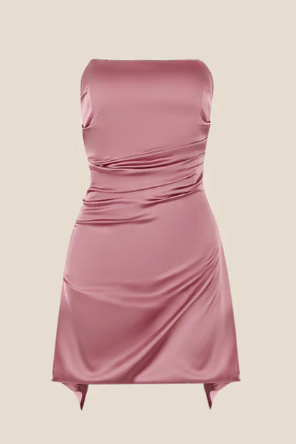 Cheap Strapless Homecoming Dresses Satin Mini School Event Dress