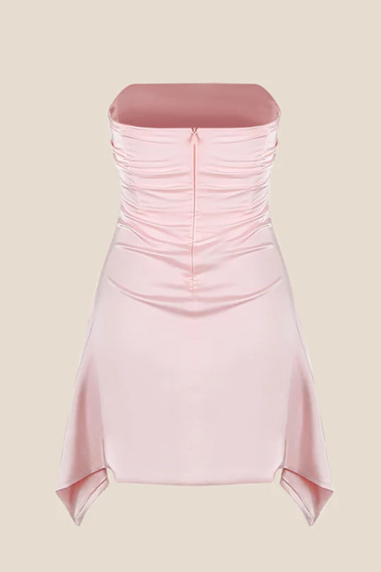 Cheap Strapless Homecoming Dresses Satin Mini School Event Dress