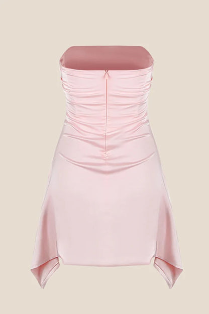 Cheap Strapless Homecoming Dresses Satin Mini School Event Dress