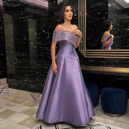 Beautiful Purple A-Line Beaded Prom Dress