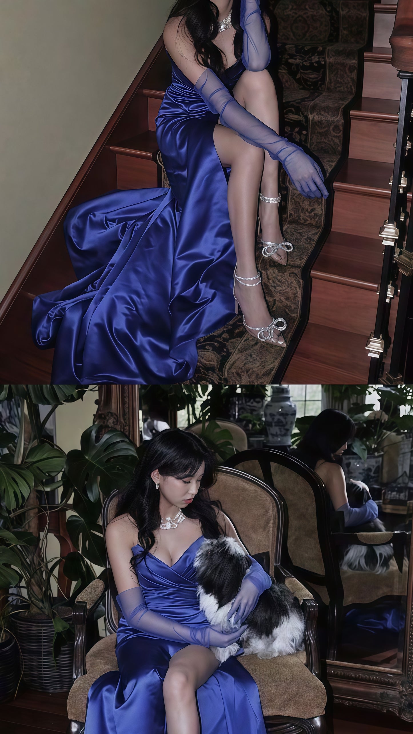 Blue Sweetheart A-Line Senior Prom Dress