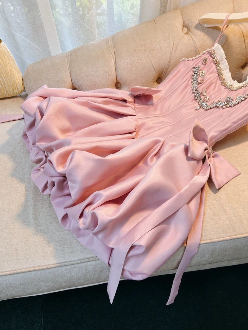 Cute A line Spaghetti Straps Short Pink Homecoming Dresses Cocktail Dress
