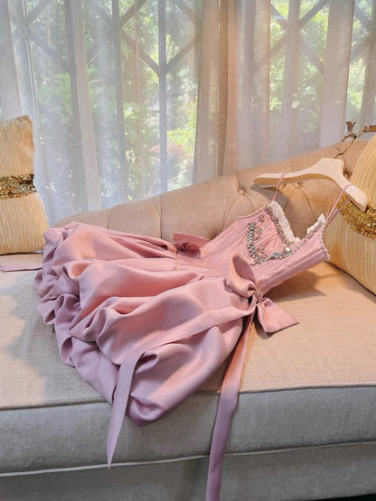 Cute A line Spaghetti Straps Short Pink Homecoming Dresses Cocktail Dress