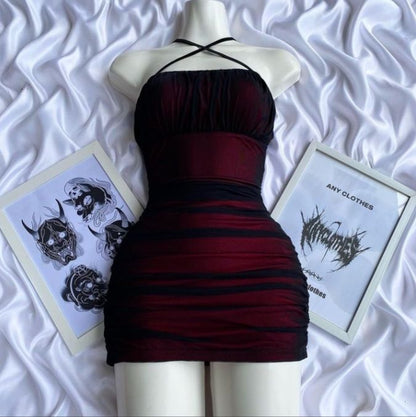 Simple Sheath Halter Black Burgundy Homecoming Dresses Short Cocktail Dress With Ruffles