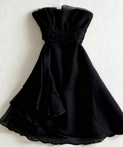 Cute A Line Strapless Satin Chiffon Short Homecoming Dress 18th Birthday Outfits
