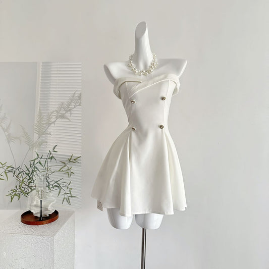 Unique A Line Strapless Satin Short Homecoming Dress 18th Birthday Outfits