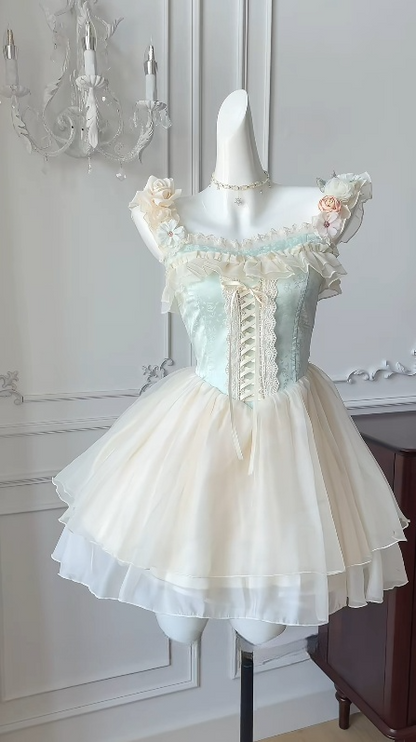 Cute A Line Square Satin Chiffon Flowers Short Homecoming Dress 16th Birthday Outfits
