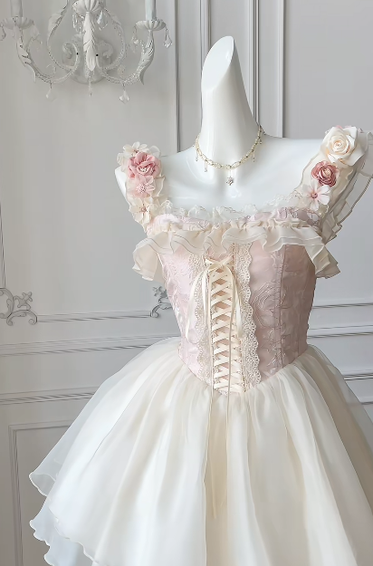Sweetheart A Line Square Satin Chiffon Flowers Short Homecoming Dress 16th Birthday Outfits