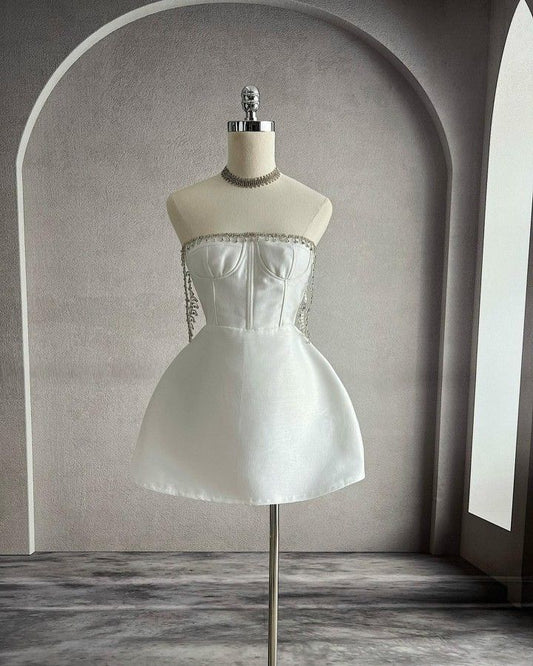 Cute A Line Beaded Spaghetti Straps Satin Short Homecoming Dress 18th Birthday Outfits