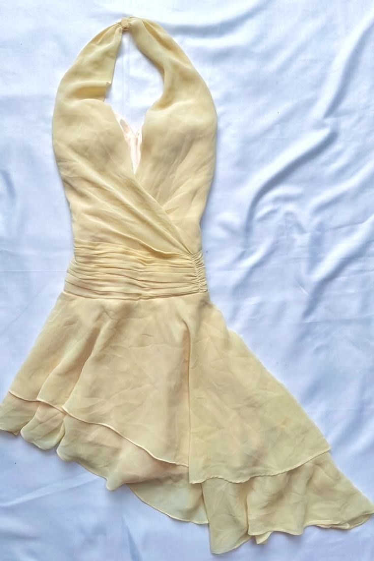 Cute Halter Pastel Yellow  A Line Chiffon Short Homecoming Dress 18th Birthday Outfits