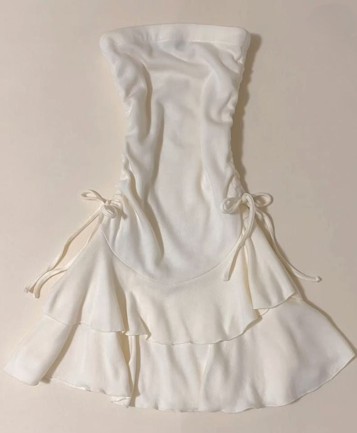 Elegant A Line Strapless Satin Layer Short Homecoming Dress 20th Birthday Outfits