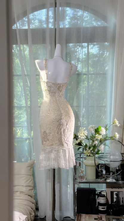 Gorgeous Mermaid V Neck Tulle Lace Short Homecoming Dress 21th Birthday Outfits