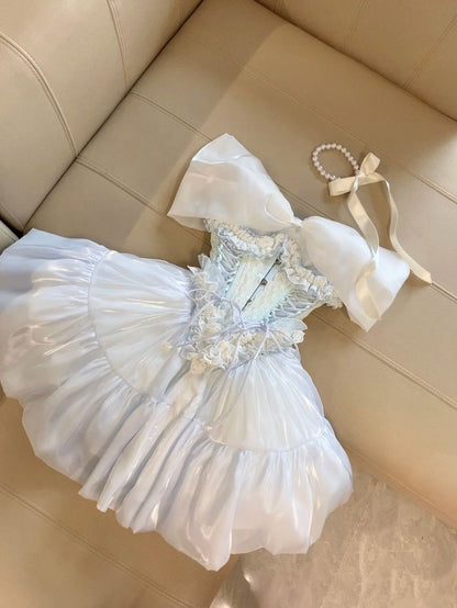 Sweet 16th Ball Gown Off The Shoulder Satin Lace Short Homecoming Dress Birthday Outfits