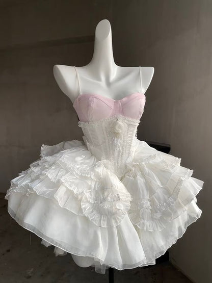 Style Cute 16th Ball Gown Spaghetti Straps Satin Lace Short Homecoming Dress Birthday Outfits