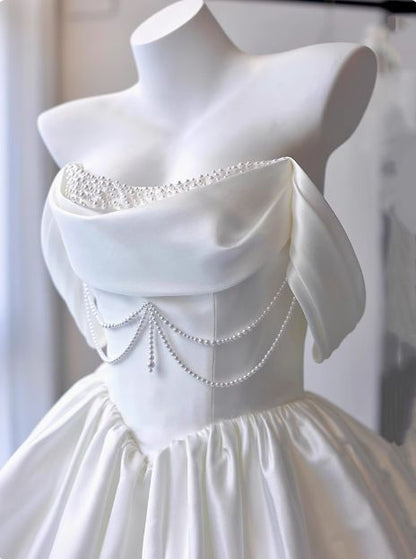 Princess A Line Off The Shoulder Satin Beaded Short Homecoming Dress 16th Birthday Outfits