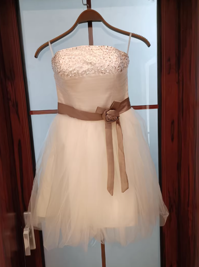 Charming Strapless A-Line Ivory Mini Homecoming Dress Sequins Tulle Short Birthday Dress