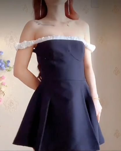 Charming Off-the-Shoulder Black Homecoming Dress Pleated A-Line Birthday Dress
